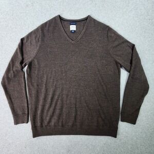 JWN John W Nordstrom V-Neck Mens Size‎ XL Brown 100% Italian Merino Wool Sweater